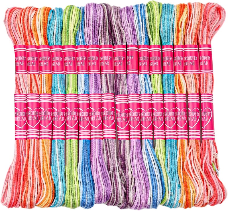Dercuy 16 Skeins Colorful Series Embroidery Floss, 8m Cotton Cross Stitch Thread, Friendship Bracelet String Including Plastic Floss Bobbins, for DIY Making, Embroidery Crafts - Image 1